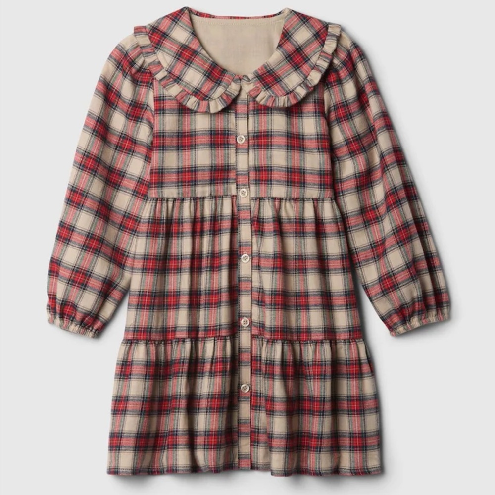 GAP Red Tiered Flannel shirt dress